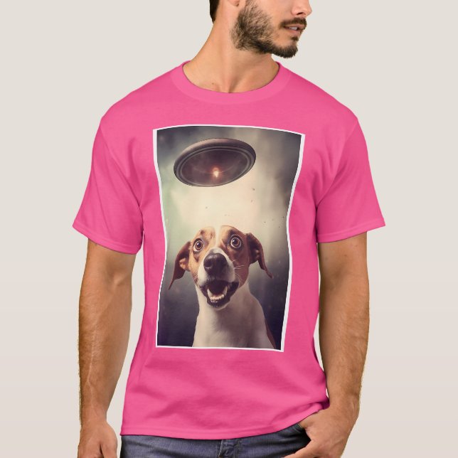 Camiseta Dog Selfie With Ufos Alien Extraterrestrial Ufo Be (Frente)