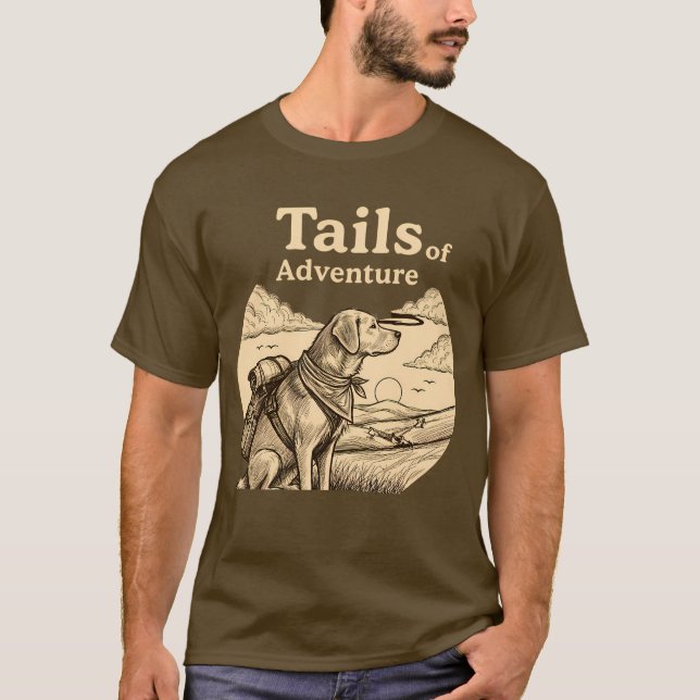 Camiseta Dog Tails of Adventure Funny Dog Lover Hiking  (Frente)
