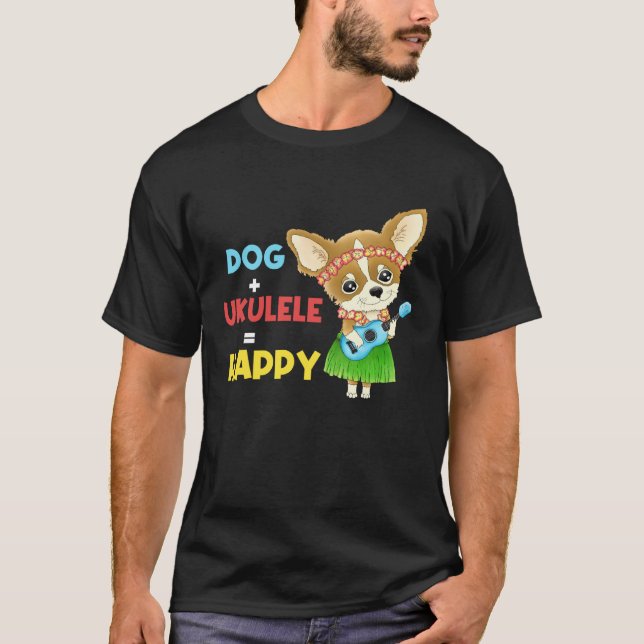 Camiseta Dog + Ukulele Happy Musician Ukulele Player (Frente)