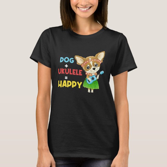 Camiseta Dog + Ukulele Happy Musician Ukulele Player (Frente)