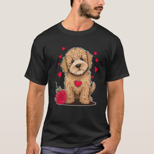 Camiseta Dog Valentine Cute Golden Doodle Valentine's Day (Frente)