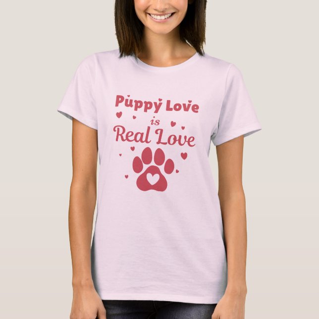 Camiseta Dog Valentine Gift with Cute Puppy Love Paw Art (Frente)
