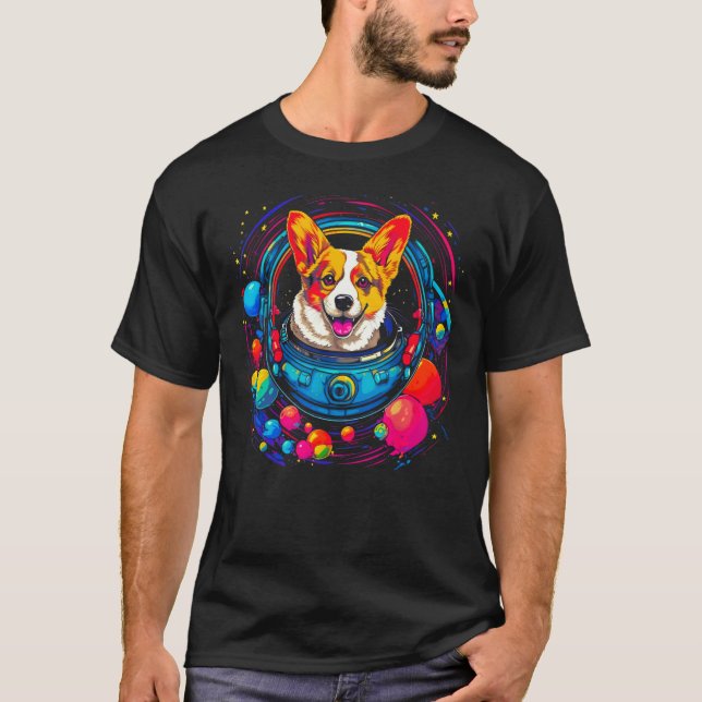 Camiseta Dog Welsh Corgi Astronaut (Frente)