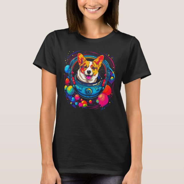 Camiseta Dog Welsh Corgi Astronaut (Frente)
