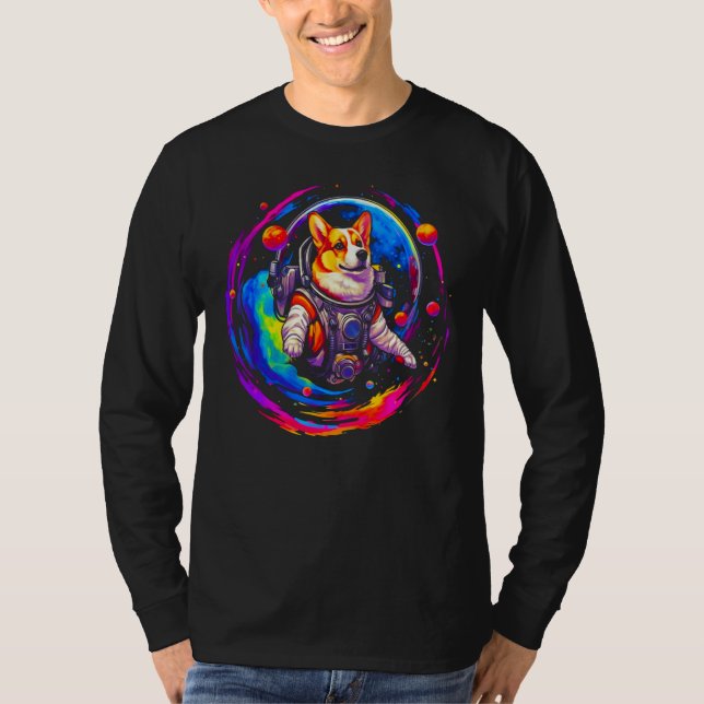 Camiseta Dog Welsh Corgi Astronaut Space (Frente)