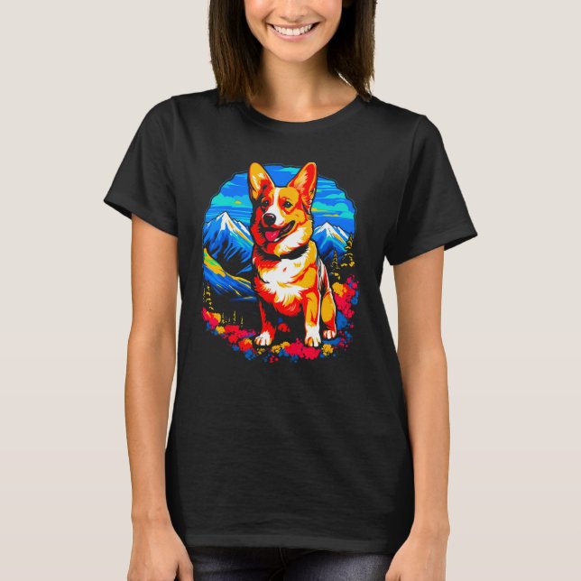 Camiseta Dog Welsh Corgi Hiking (Frente)