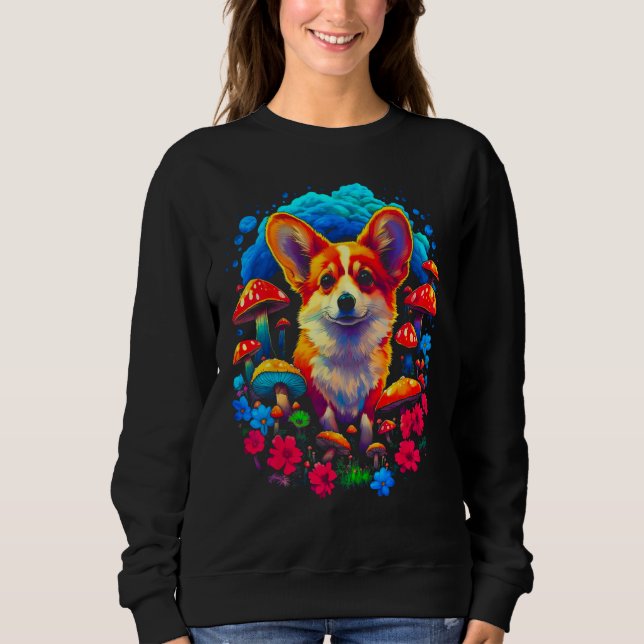Camiseta Dog Welsh Corgi Mushroom (Frente)