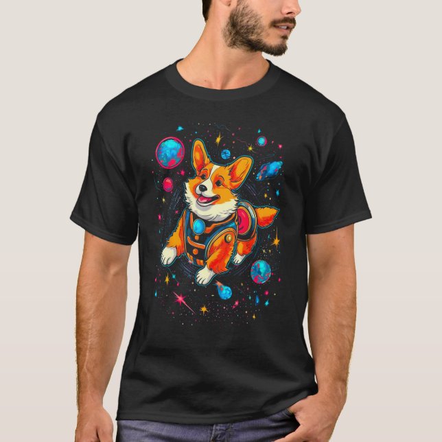 Camiseta Dog Welsh Corgi Planet Space (Frente)