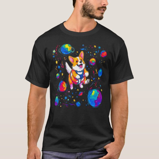Camiseta Dog Welsh Corgi Space (Frente)