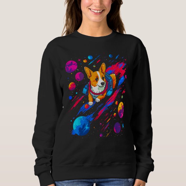 Camiseta Dog Welsh Corgi Space Planet Universe (Frente)
