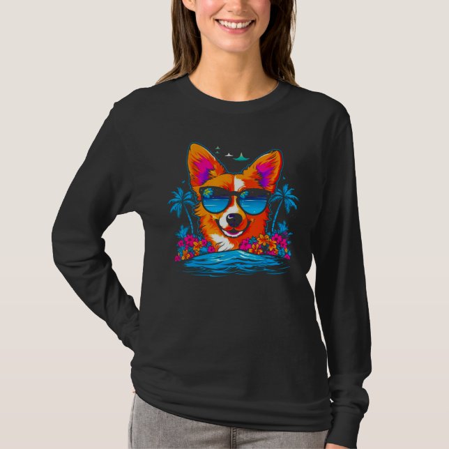 Camiseta Dog Welsh Corgi Summer Vibe (Frente)