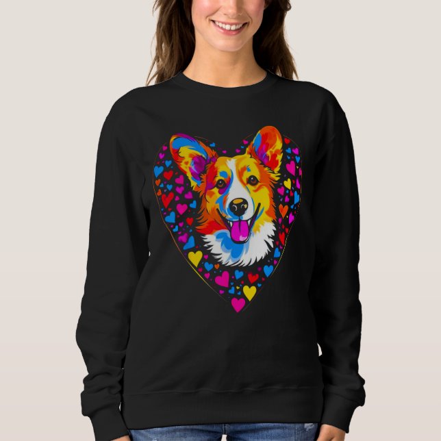 Camiseta Dog Welsh Corgi Yellow Blue Red Heart (Frente)