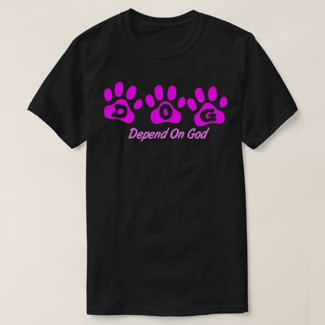 Camiseta Doga rosa depende de Deus (Frente do Design)
