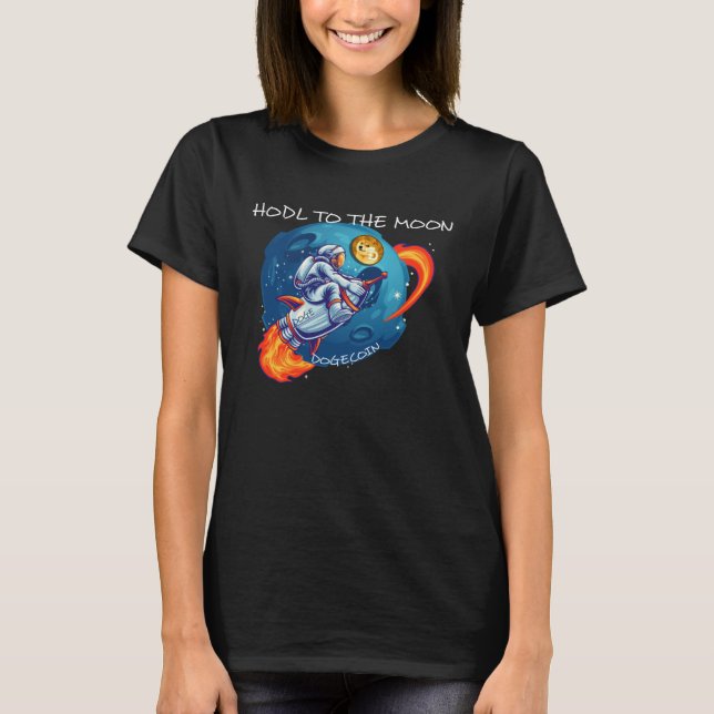 Camiseta Dogecoin HODL To The Moon Crypto Rocket Cryptocurr (Frente)