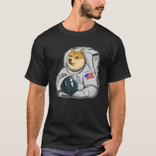 Camiseta Dogecoin Moon Astronauta Cryptocurrency Shiba Inu
