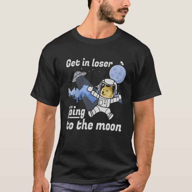 Camiseta Dogecoina Ao Cão Da Lua Entra Em Cripto Perdido (Frente)