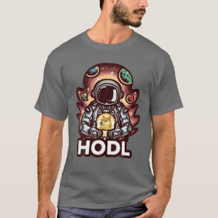 Camiseta Dogecoina HDL Para O Cão-Lua Astronauta Cryp
