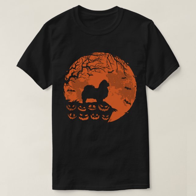 Camiseta Dogente De Pequim E Cachorro De Lua No Halloween P (Frente do Design)