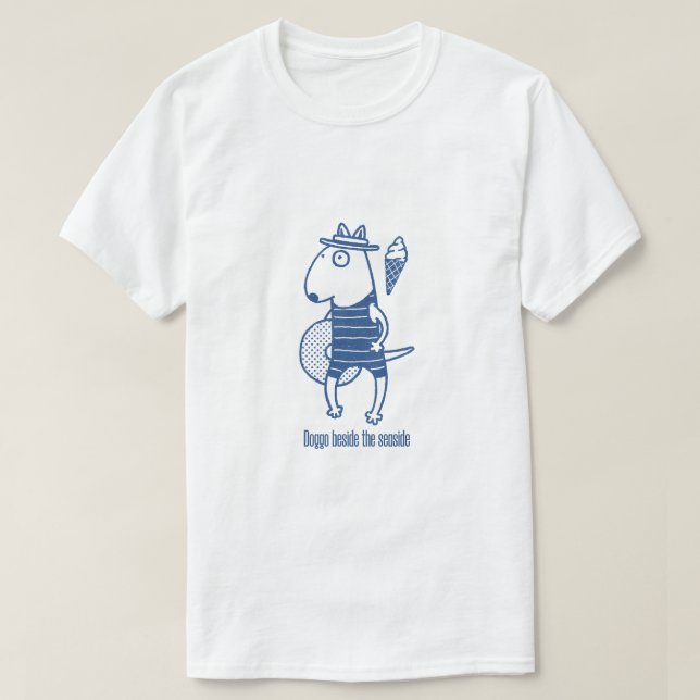 Camiseta Doggo beside the seaside: Blue (Frente do Design)