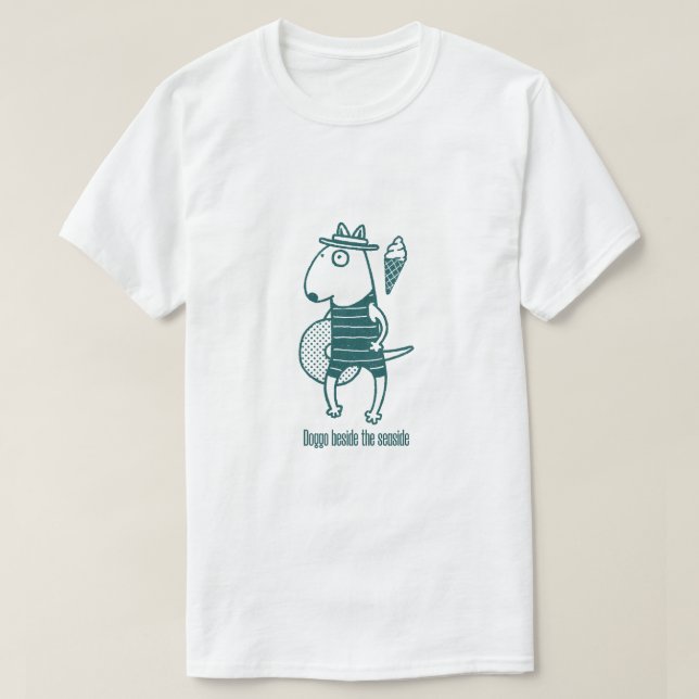 Camiseta Doggo beside the seaside: Green (Frente do Design)