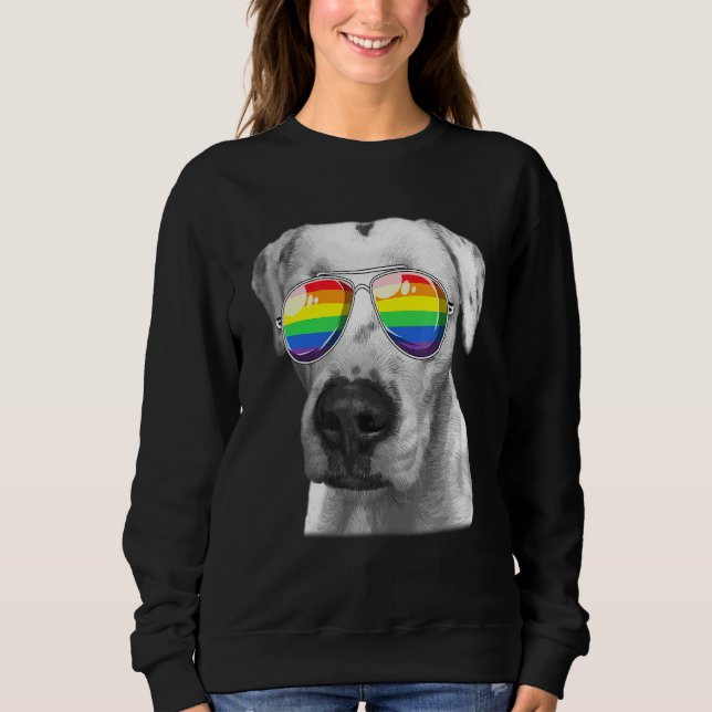 Camiseta Dogo Argentino Dog Orgulho gay Flag Sunglass Lgbt (Frente)