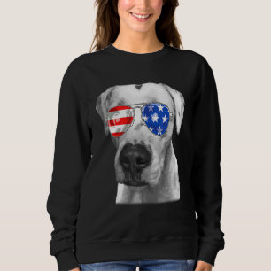 Camiseta Dogo Argentino Dog Sunglass Flag American 4th Of
