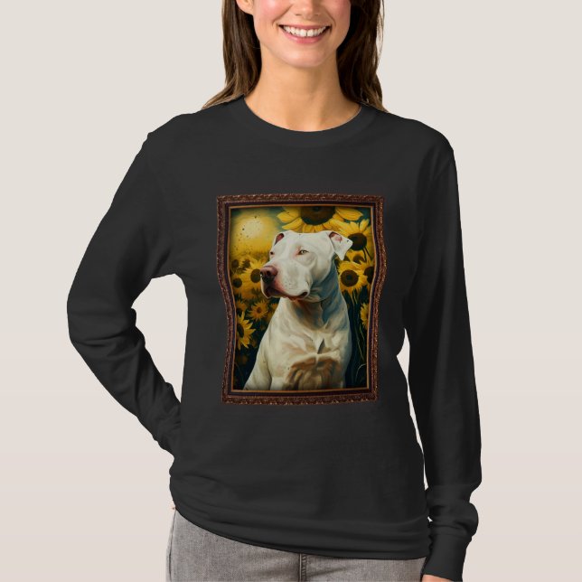 Camiseta Dogo Argentino Painting Sunflower Flower Mom Women (Frente)
