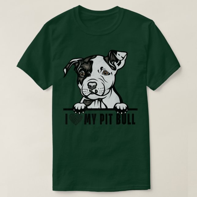 Camiseta Dogs 365 Pit Bull Dog  I Love My Pet Cute PitBull  (Frente do Design)