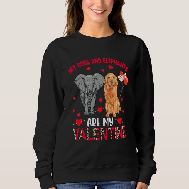 Camiseta Dogs And Elephants Are My Valentine Golden Retriev (Frente)