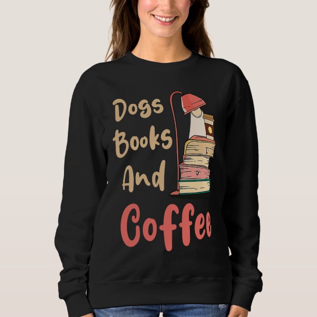 Camiseta Dogs Books And Coffee  Coffee Drinker Book Nerds (Frente)