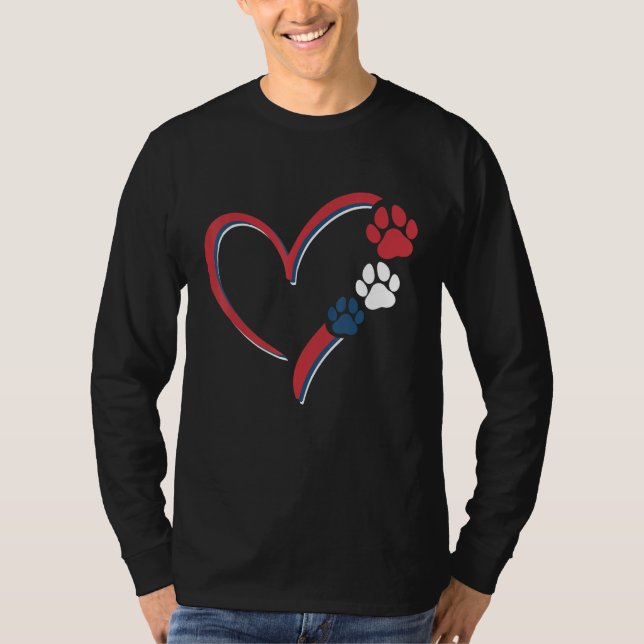 Camiseta Dogs Paw American Flag Love Heart Dog Patriotic 4t (Frente)