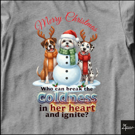 Camiseta Dogs Snowman Christmas Friends Antlers Scarves