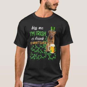 Camiseta Dogue De Bordeaux Beije-me Sou Irlandês ou Bebado