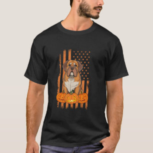 Camiseta Dogue De Bordeaux Dog USA Flag Patriotic Halloween