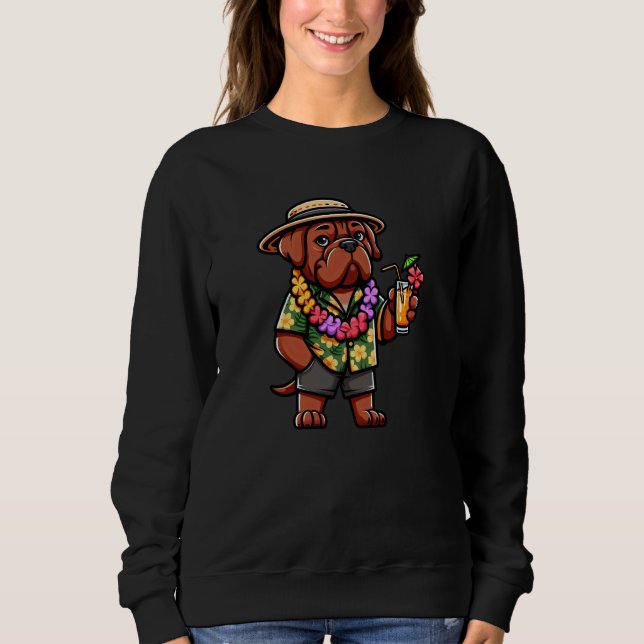 Camiseta Dogue De Bordeaux Hawaii Dog Funny Summer (Frente)