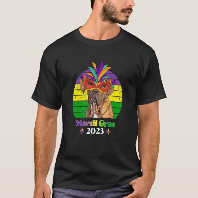 Camiseta Dogues de Bordeaux Party Dog Mardi Gras 2023 (Frente)