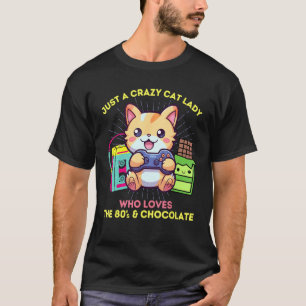 Camiseta Doida por Gatos Que Ama Jogos Gatos Chocolate & T
