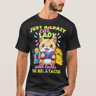 Camiseta Doida por Gatos Que Ama Jogos Gatos Tacos & Os 8