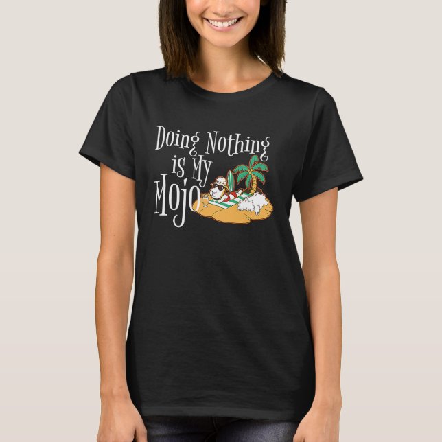 Camiseta Doing Nothing Is My Mojo Sheep On Beach Drinking M (Frente)