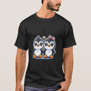 Camiseta Dois Amigos Pinguins Bonitos Segurando Mãos