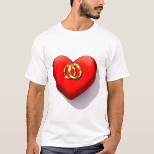 Camiseta Dois anéis de casamento de ouro brilhante aninhado