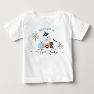 Camiseta Dois boo azul de aniversário de Halloween assustad