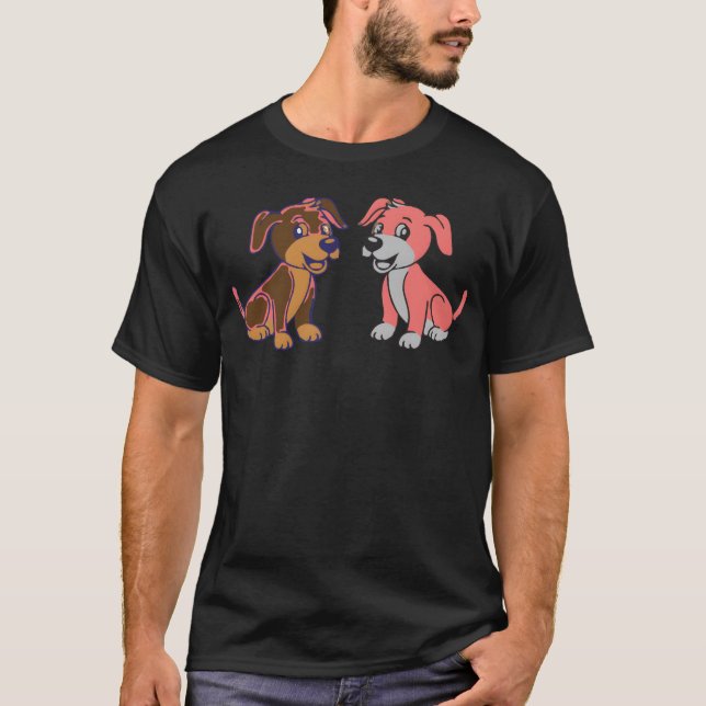 Camiseta Dois cachorros design amiguinho engraçado (Frente)