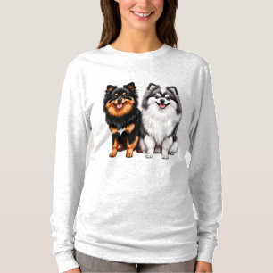 Camiseta Dois Cachorros Felizes e Fofinhos Sentam-se Lado a