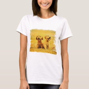 Camiseta Dois cachorros labradores amarelos