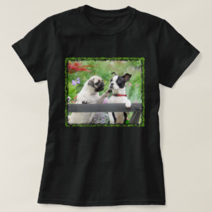 Camiseta Dois cachorros por cachorro e Boston Terrier junto