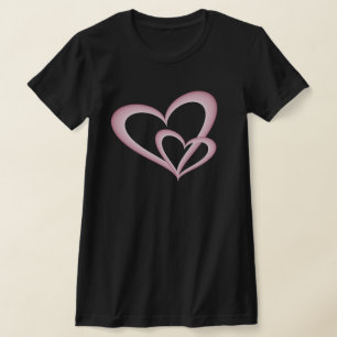 Camiseta Dois Corações Cor-de-Rosa Modernos Abstrato