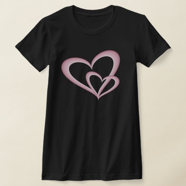 Camiseta Dois Corações Cor-de-Rosa Modernos Abstrato (Postura )