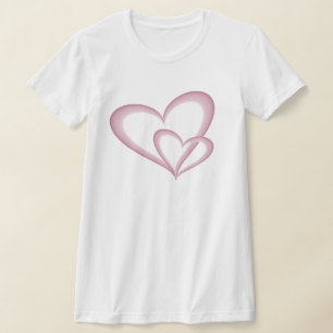 Camiseta Dois Corações Cor-de-Rosa Modernos Abstrato