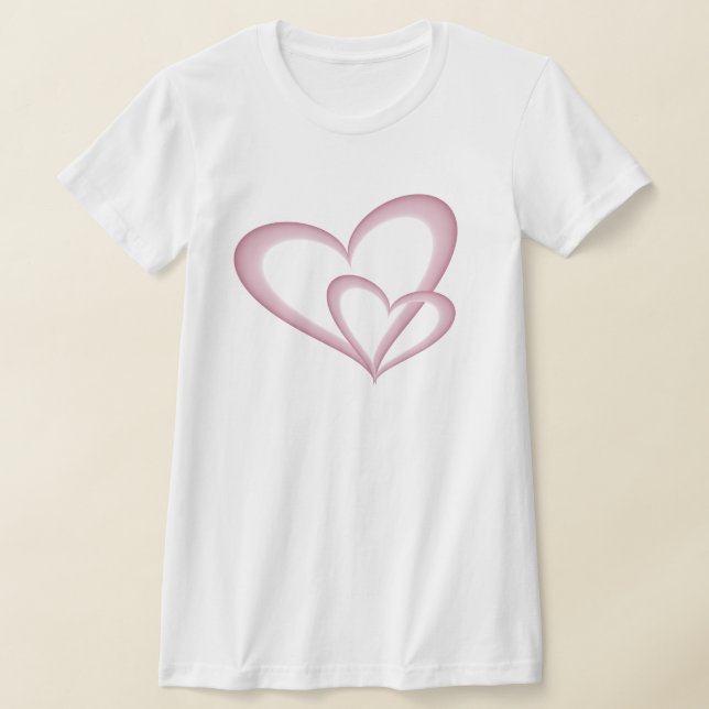 Camiseta Dois Corações Cor-de-Rosa Modernos Abstrato (Postura )